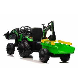 tractor electric copii cu remorca incarcator si cupa manuala